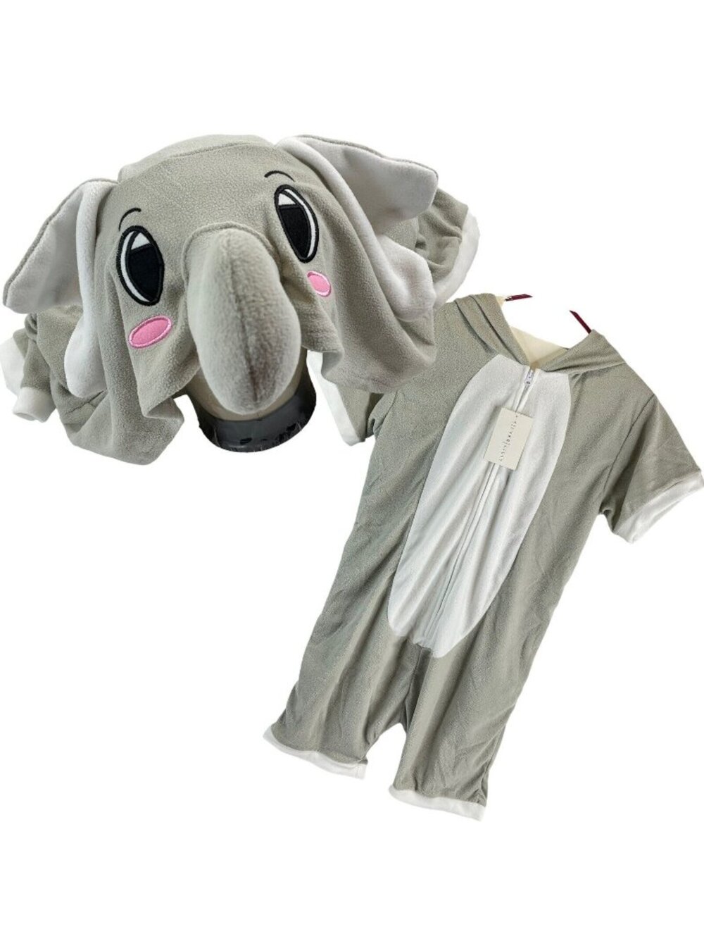 Funziez Romper Elephant 1 Piece Short Slv Plush costume Halloween Jumpsuit Nwt